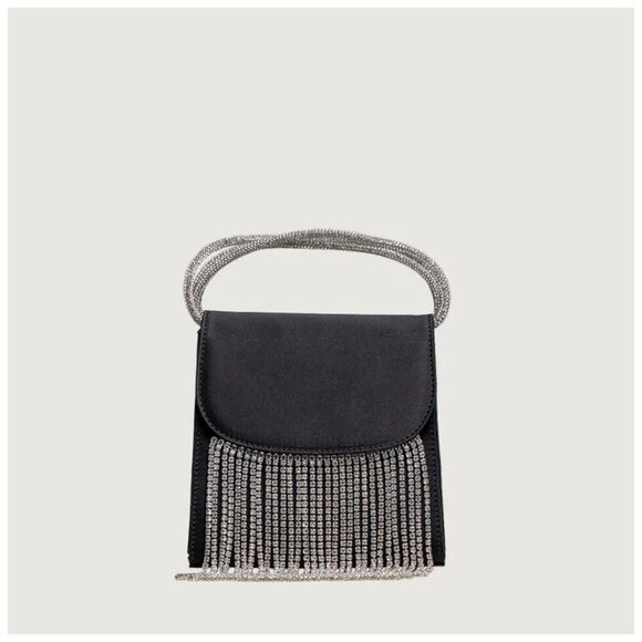 VERONICA BEARD Folklore Fringe Loop Bag Black Clutch Shoulder Bag $570 BLUE - Picture 5 of 14